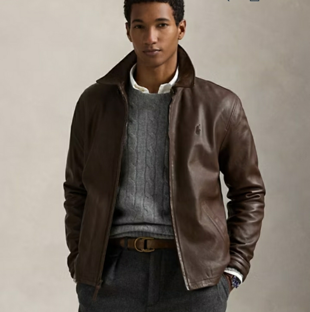 NWT Polo Ralph Lauren Leather Jacket - Biscon Brown